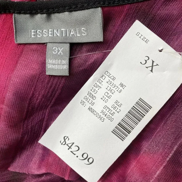 Essentials Artsy Flowy Boho Artsy Largenlook Tunic Top Blouse Women Plus 3X New - Picture 4 of 9